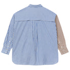 Two Tone Striped Shirt in Cobalt / Brown by A.P Womenswear