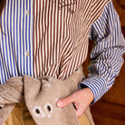 Two Tone Striped Shirt in Cobalt / Brown by A.P Womenswear