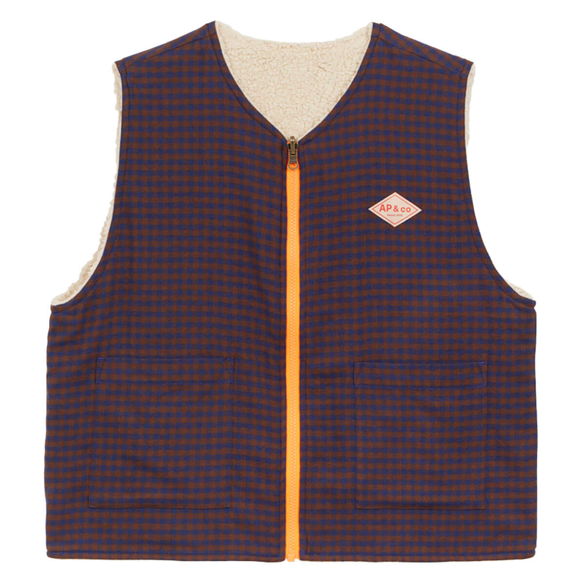 Vichy Reversible Gilet in Brown by A.P Womenswear