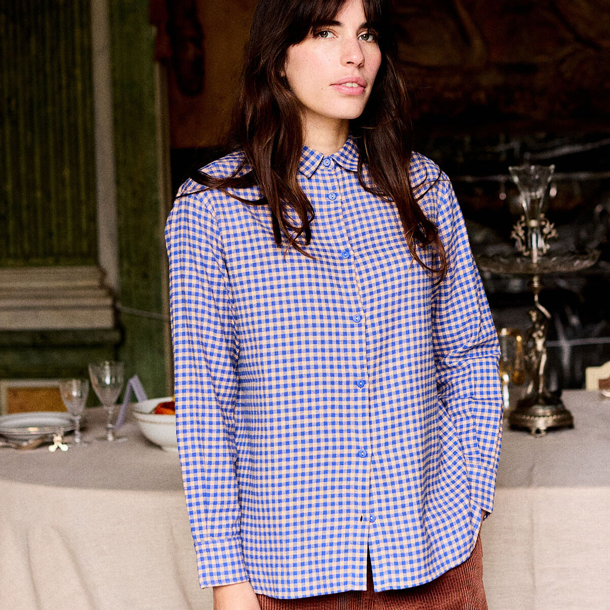 Vichy Shirt in Cobalt by A.P Womenswear