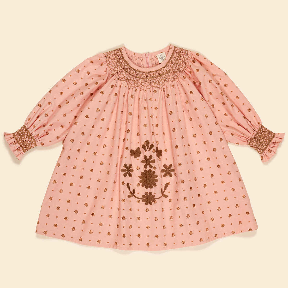 Cece Smock Dress in Meadow Calico Ribbon by Apolina – Junior Edition