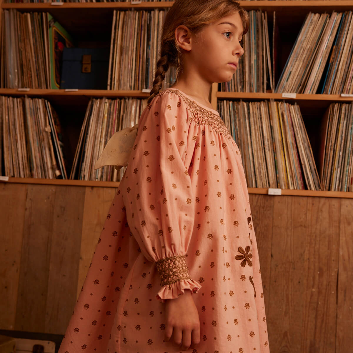 Cece Smock Dress in Meadow Calico Ribbon by Apolina – Junior