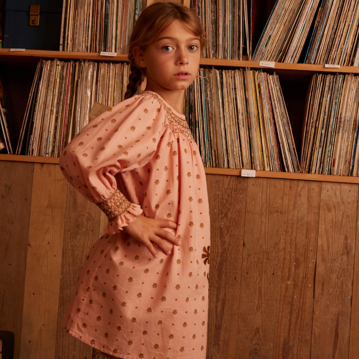 Cece Smock Dress in Meadow Calico Ribbon by Apolina – Junior Edition