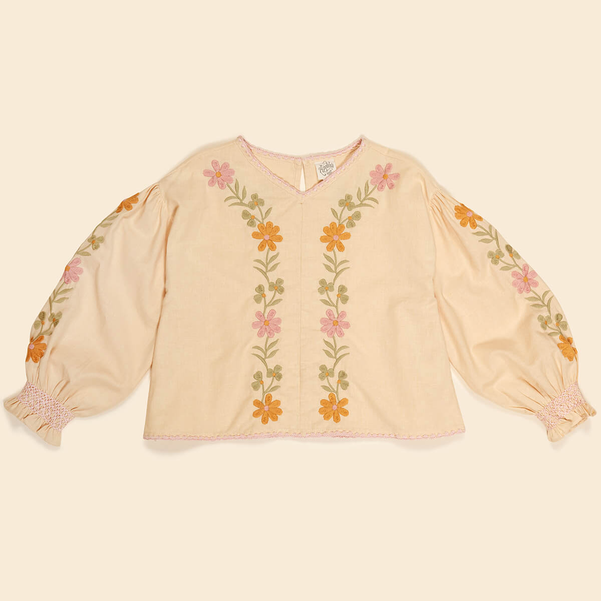 Apolina｜meera blouse almond Apolina｜meera blouse almond Cotton woven embroidered blouse