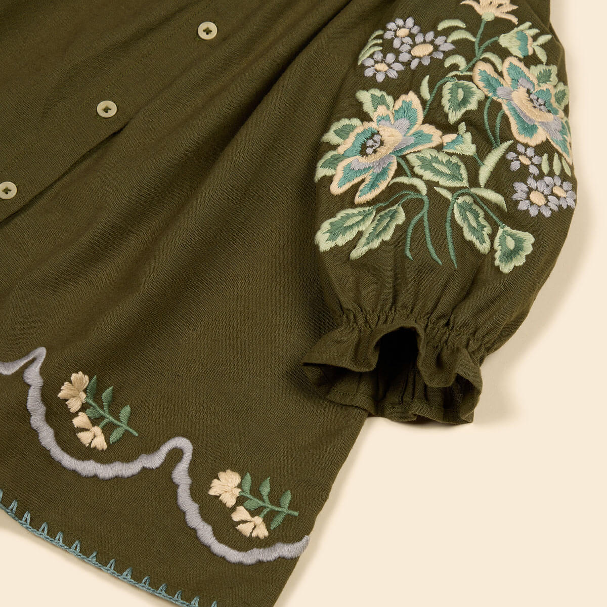Baby Carina Embroidered Smock in Forest by Apolina