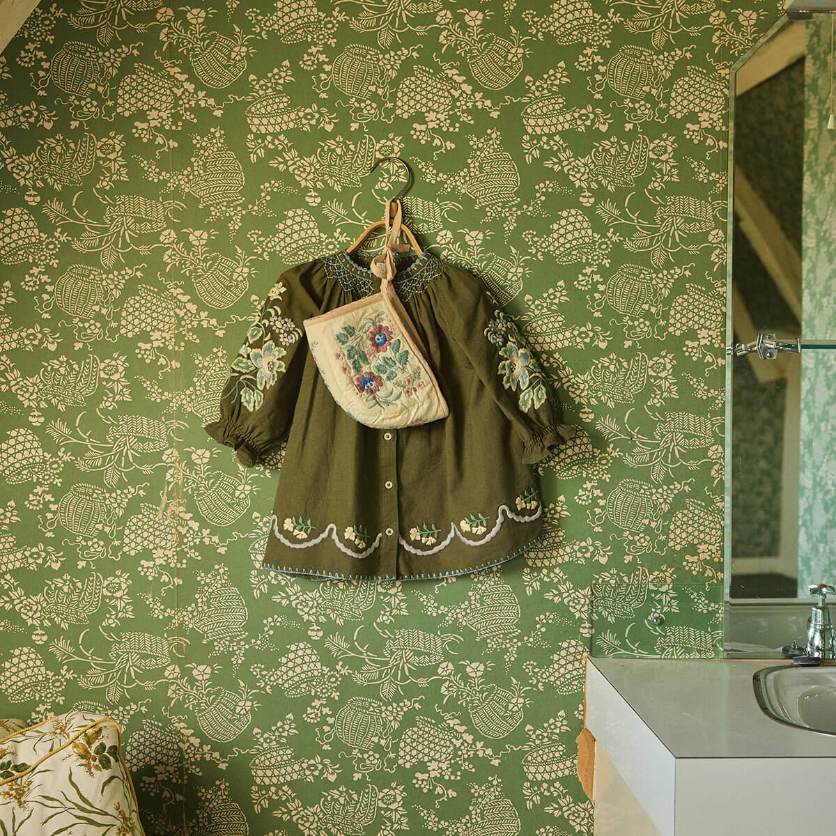 Baby Carina Embroidered Smock in Forest by Apolina