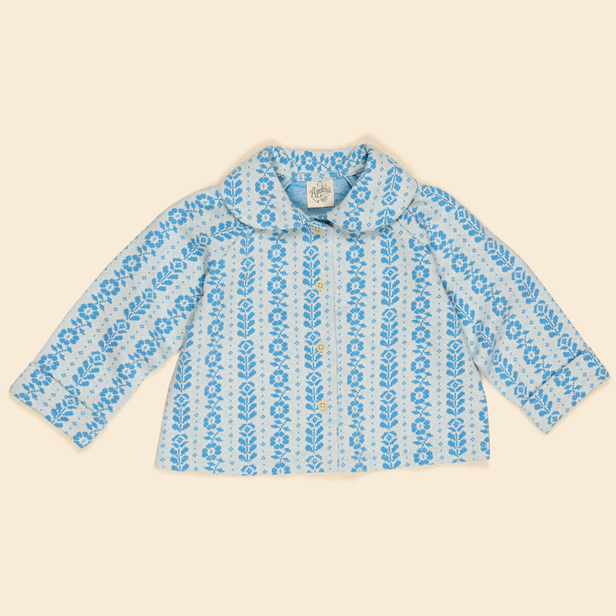 Baby Jersey Jane Cardigan in Nordic Floral Jacquard by Apolina