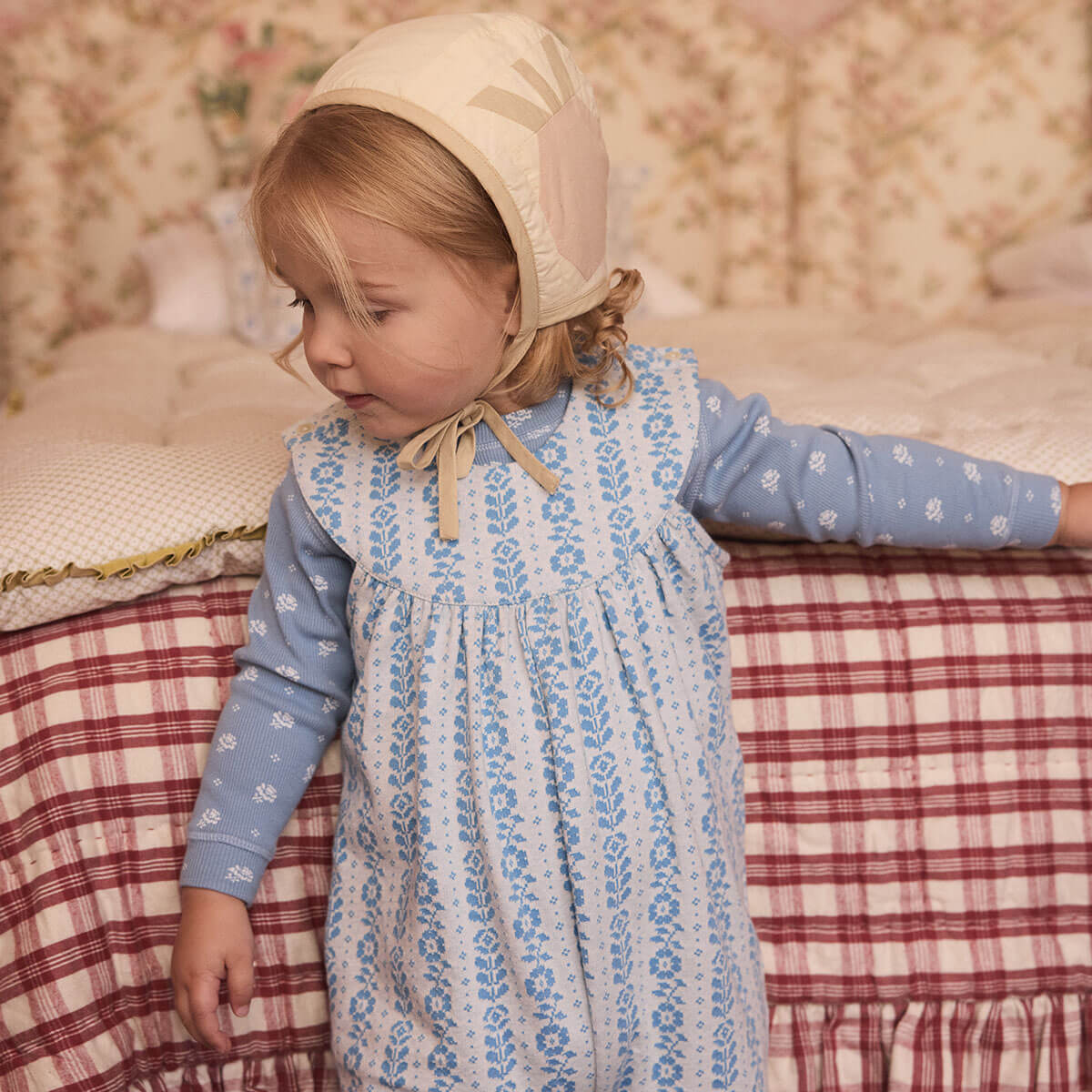 Baby Jersey Hilda Romper in Nordic Floral Jacquard by Apolina