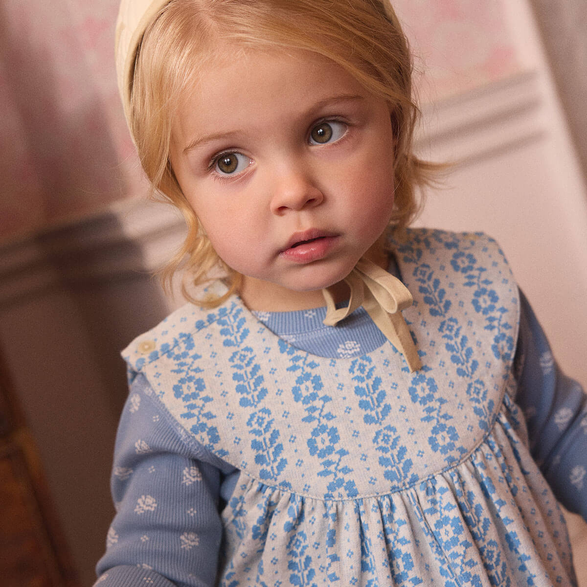 Baby Jersey Hilda Romper in Nordic Floral Jacquard by Apolina