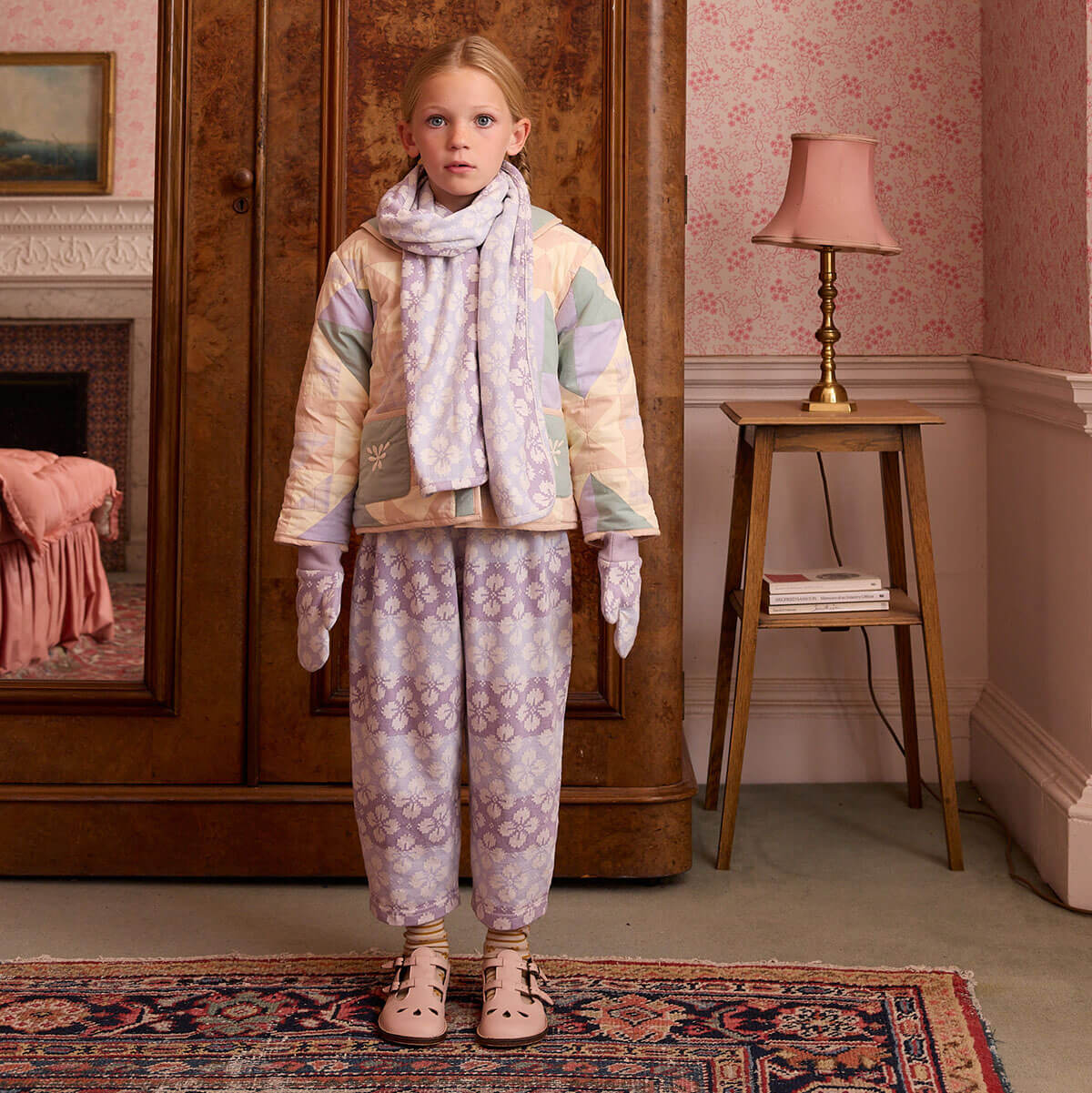 Cara Curve Jersey Trouser in Icelandic Poppy Jacquard by Apolina