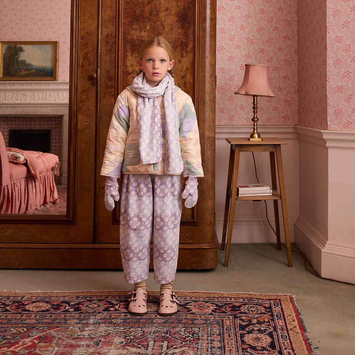 Cara Curve Jersey Trouser in Icelandic Poppy Jacquard by Apolina