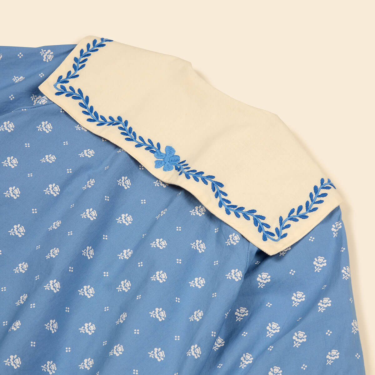 Maggie Sailor Blouse in Mountain Calico Blue by Apolina