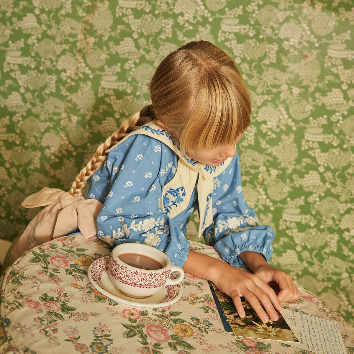 Maggie Sailor Blouse in Mountain Calico Blue by Apolina