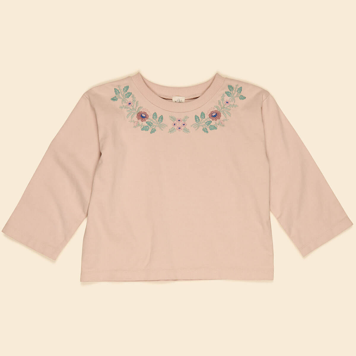 Nella Floral Embroidered Tee in Petal by Apolina