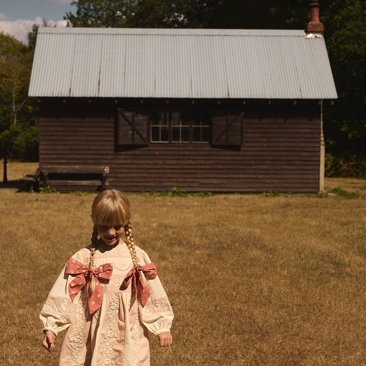 Wilma Dress in Dried Rose/Cream by Apolina