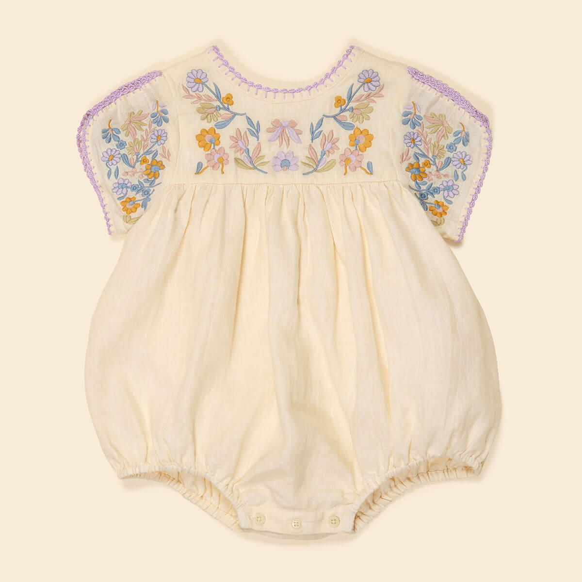 Stevie Baby Bubble Romper in Cream by Apolina – Junior Edition