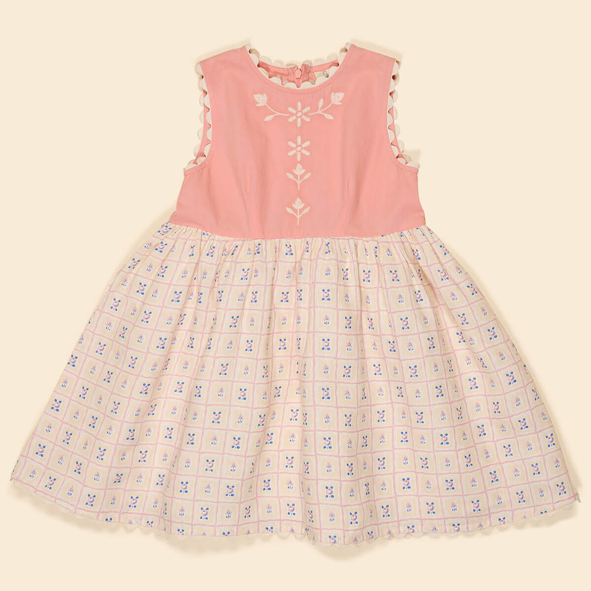 Lola Dress in Rosepanel Cream / Peony by Apolina