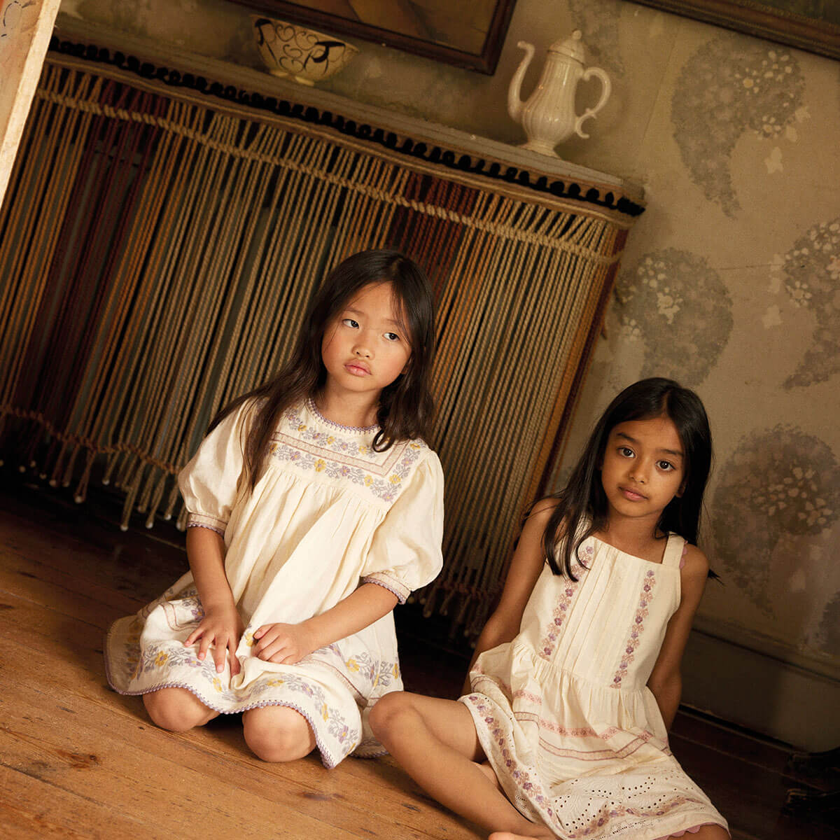 Patsy Ribbons Dress in Cream by Apolina