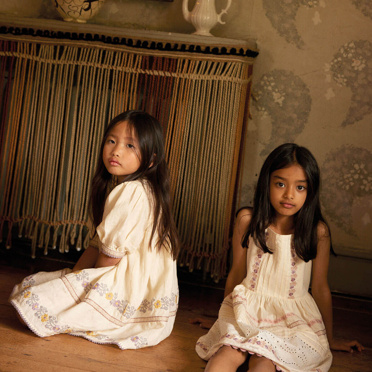 Patsy Ribbons Dress in Cream by Apolina