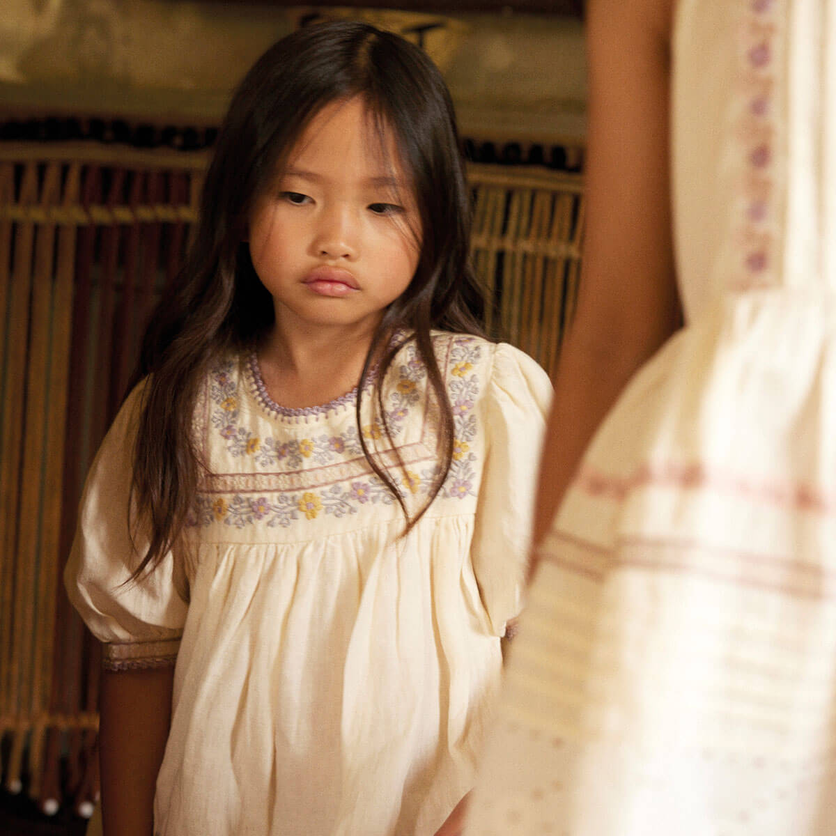 Patsy Ribbons Dress in Cream by Apolina
