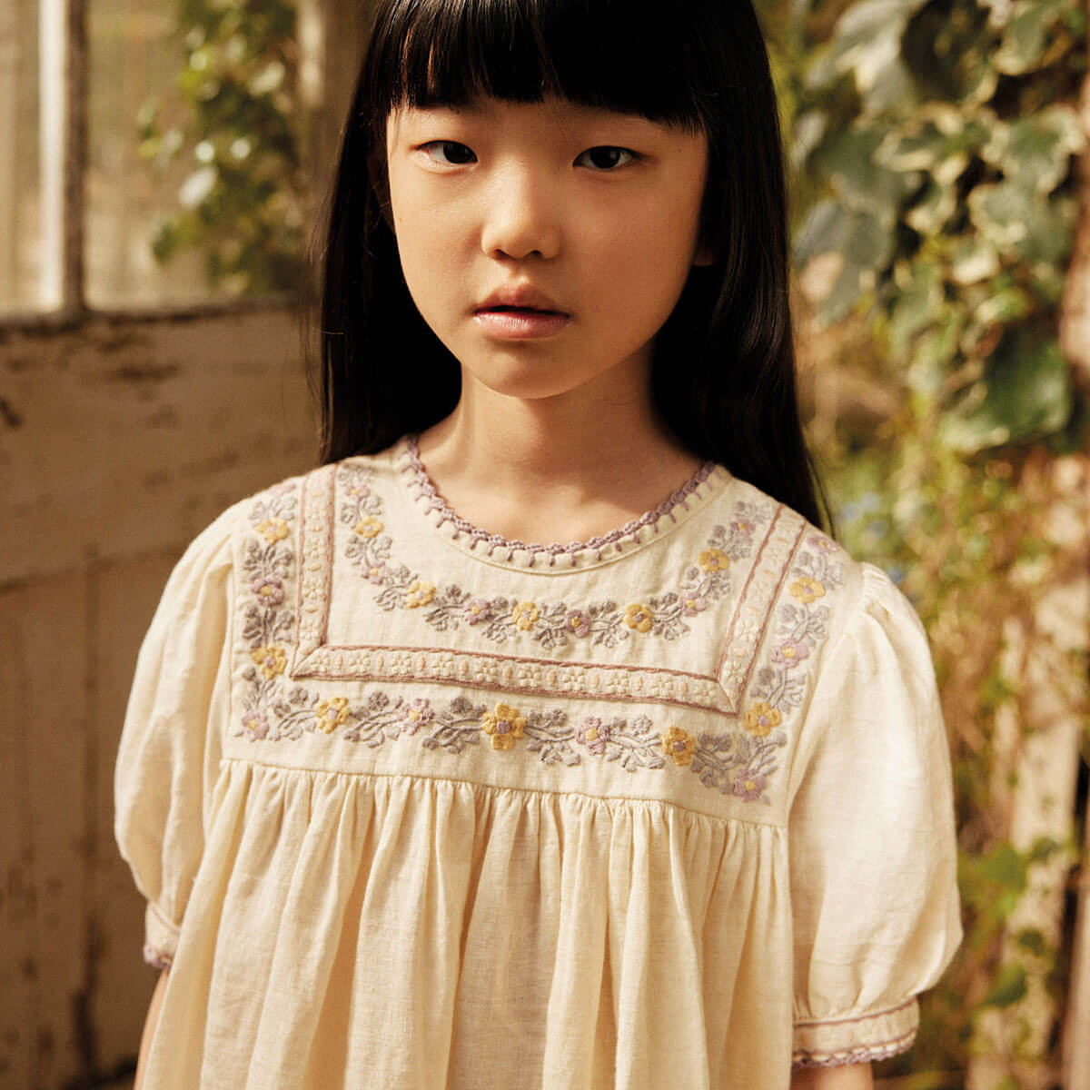 Patsy Ribbons Dress in Cream by Apolina