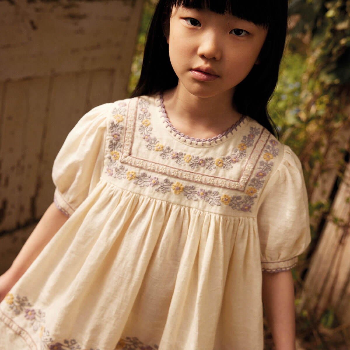 Patsy Ribbons Dress in Cream by Apolina