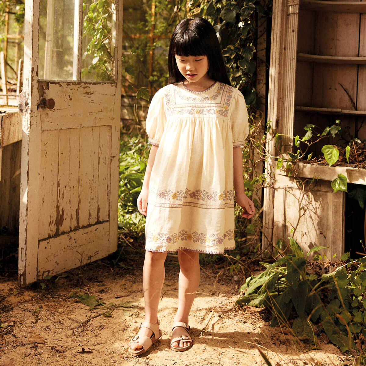 Patsy Ribbons Dress in Cream by Apolina – Junior Edition