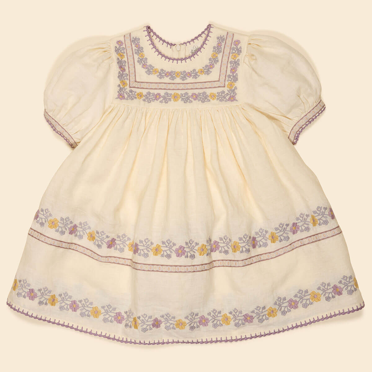 Patsy Ribbons Dress in Cream by Apolina
