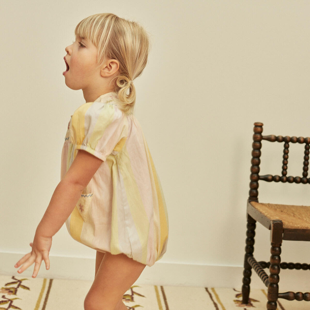 Kiki Baby Bubble Romper in Painters Stripe by Apolina – Junior Edition