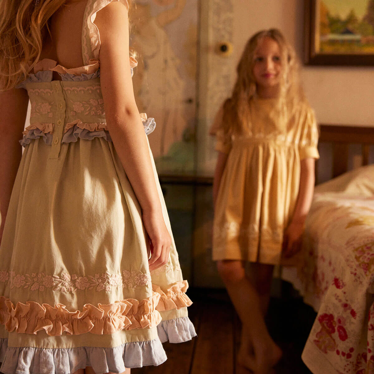 ワンピース Apolina / Lucinda Sundress - Cloud 3-5y Lucinda Sun Dress in Cloud by Apolina – Junior Edition