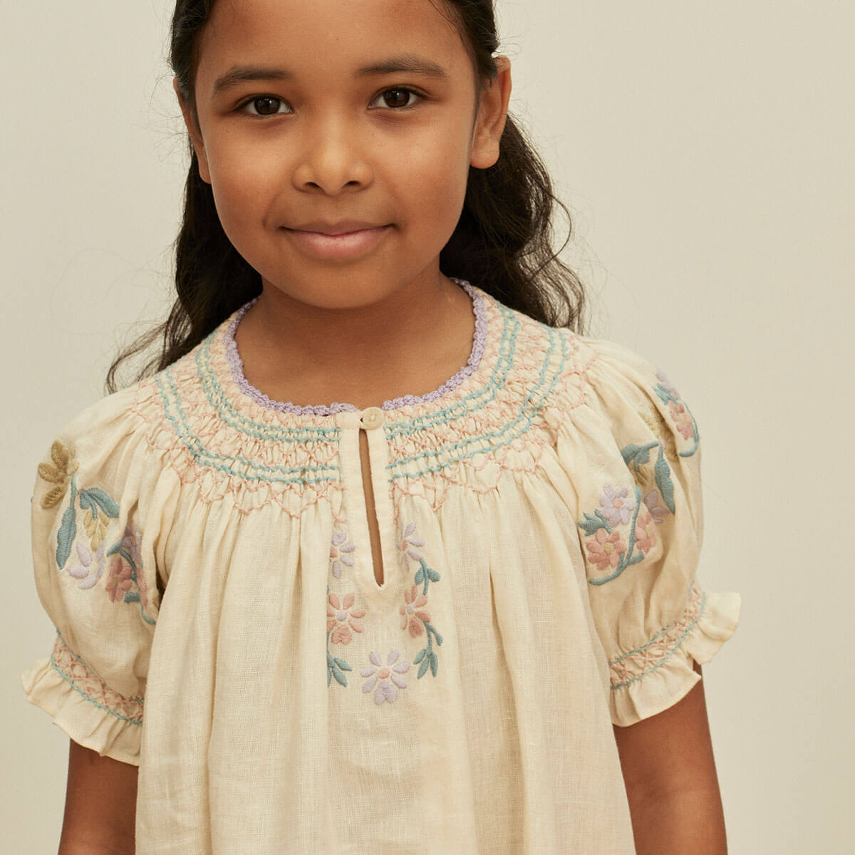 Verna Smock Dress in Cream by Apolina – Junior Edition