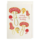 A Magical Birthday Mushrooms Mini Greetings Card by Archivist Gallery