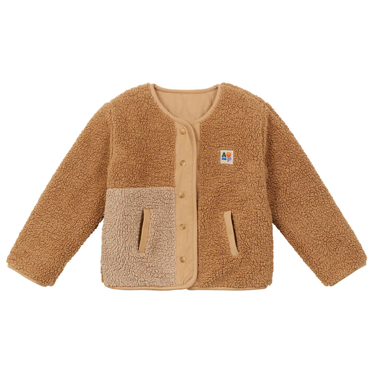 Reversible Sherpa Patch Jacket in Camel by Arsène & Les Pipelettes