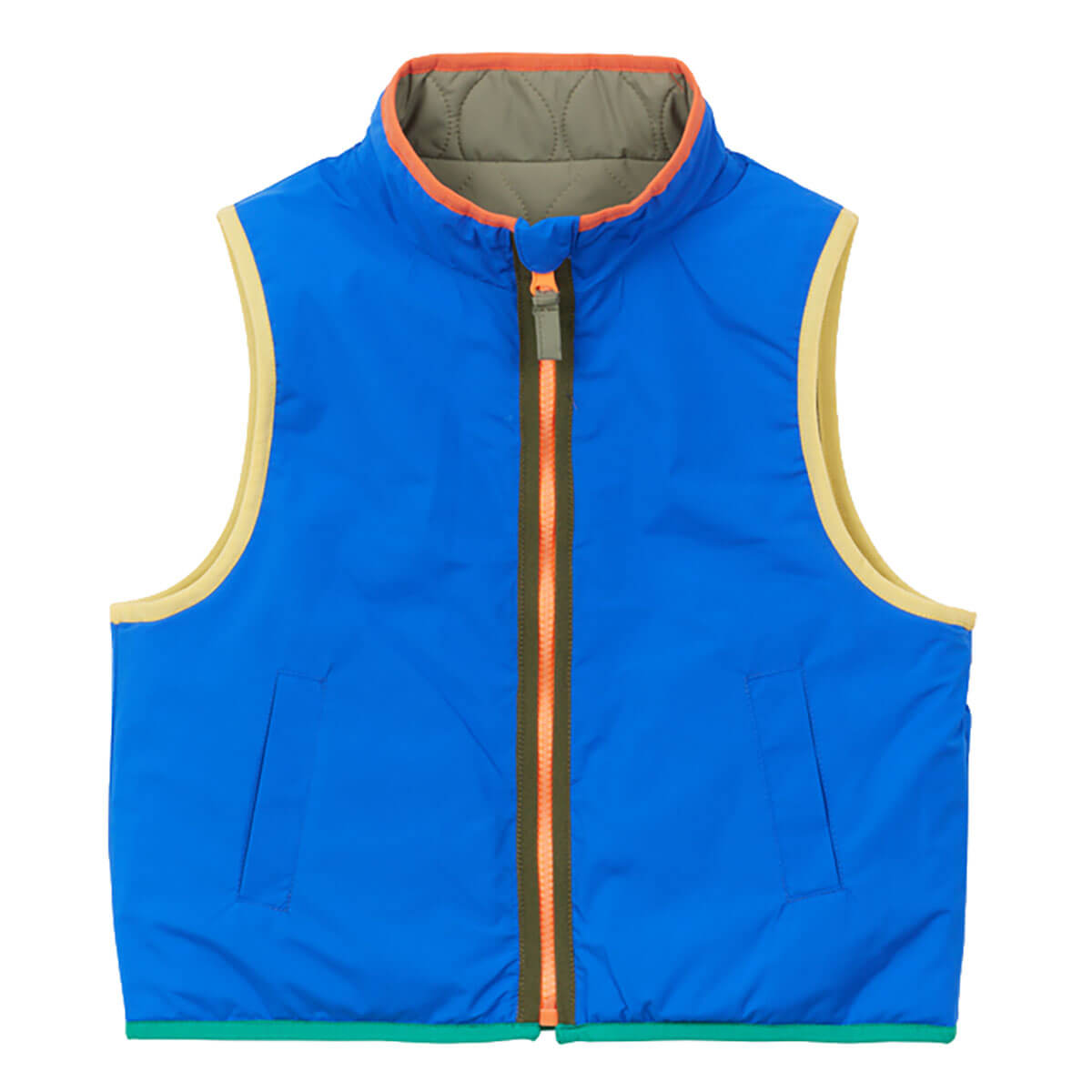 Two Tone Reversible Gilet in Khaki by Arsène & Les Pipelettes