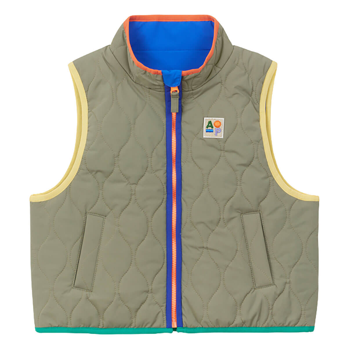 Two Tone Reversible Gilet in Khaki by Arsène & Les Pipelettes