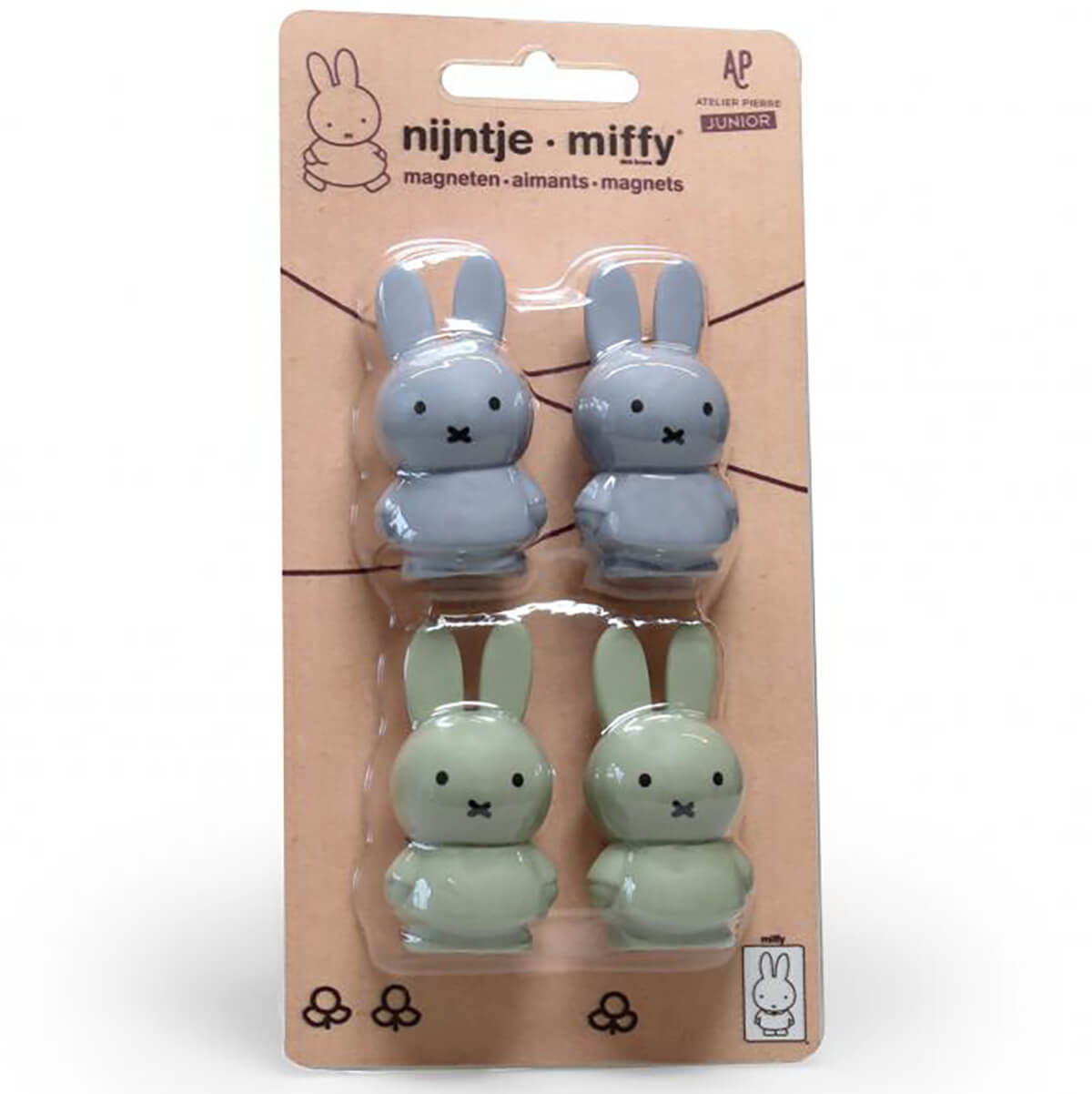 Set of Four Miffy Magnets in Blue / Green by Atelier Pierre