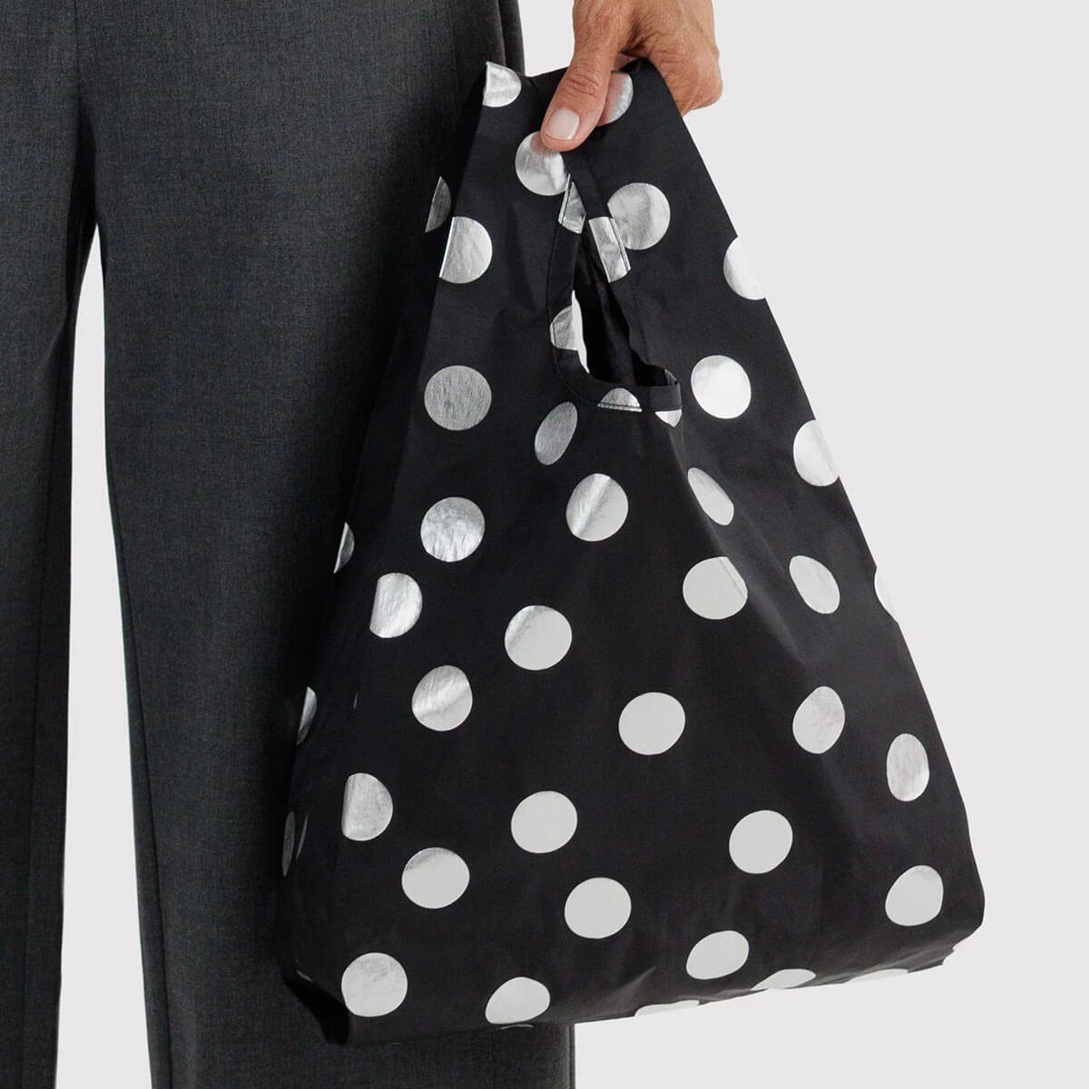 Baby Bag in Silver Metallic Polka Dot by Baggu