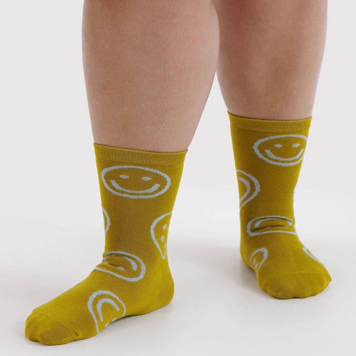 Crew Socks in Ochre Happy by Baggu