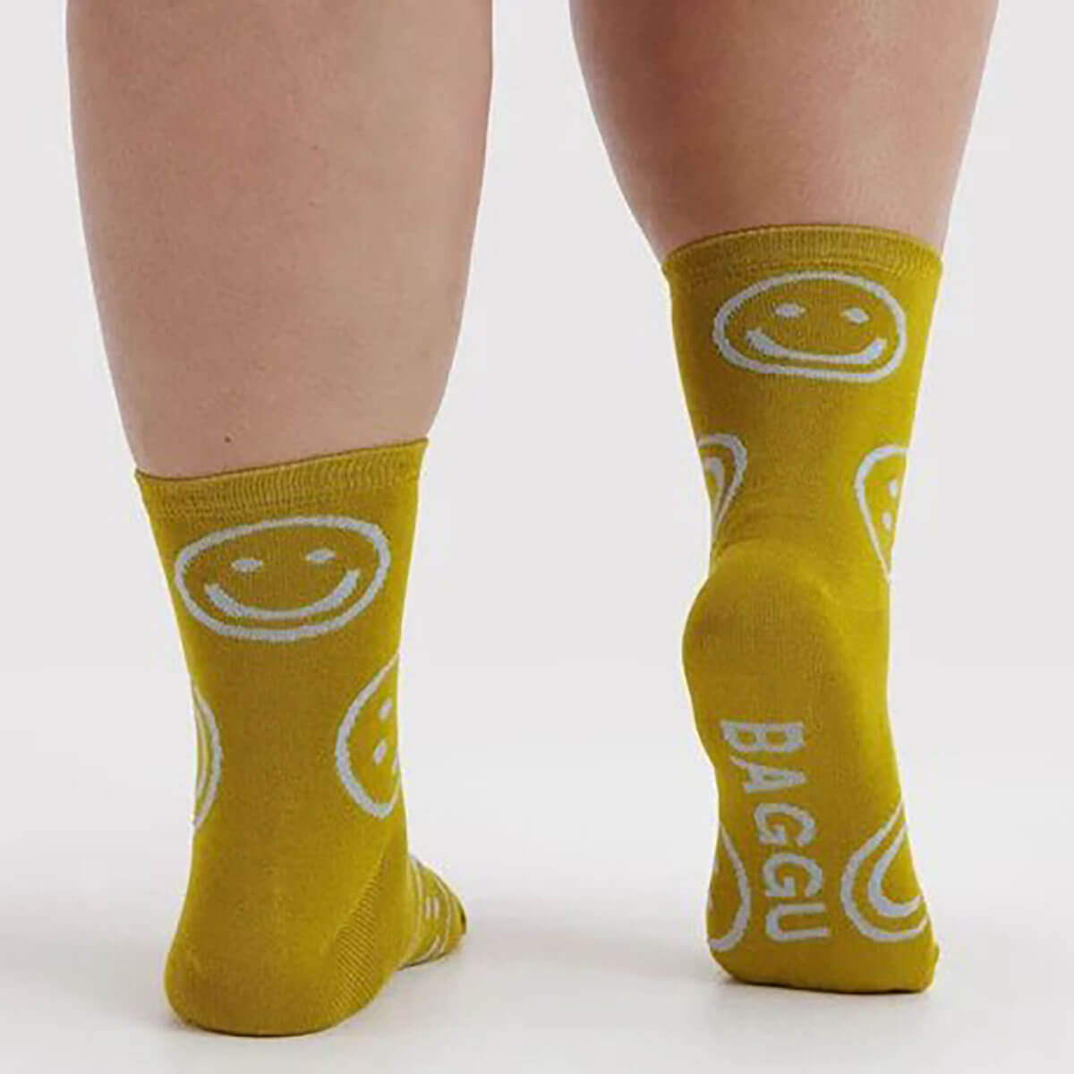 Crew Socks in Ochre Happy by Baggu