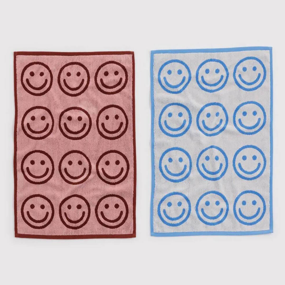 Hand Towel in Sky Blue And Blush Happy by Baggu (Set of 2)