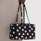 Medium Nylon Bowler Bag in Black And Cream Polka Dot by Baggu