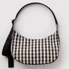 Medium Nylon Crescent Bag in Black And Cream Gingham by Baggu