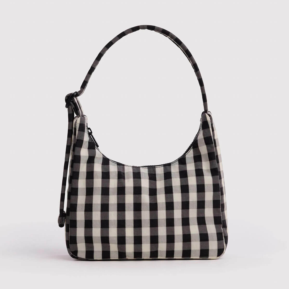 Mini Nylon Shoulder Bag in Black And Cream Gingham by Baggu