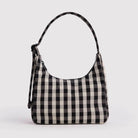Mini Nylon Shoulder Bag in Black And Cream Gingham by Baggu