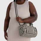 Nylon Duffle Bag in Black And Cream Gingham by Baggu