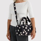Nylon Duffle Bag in Black And Cream Polka Dot by Baggu