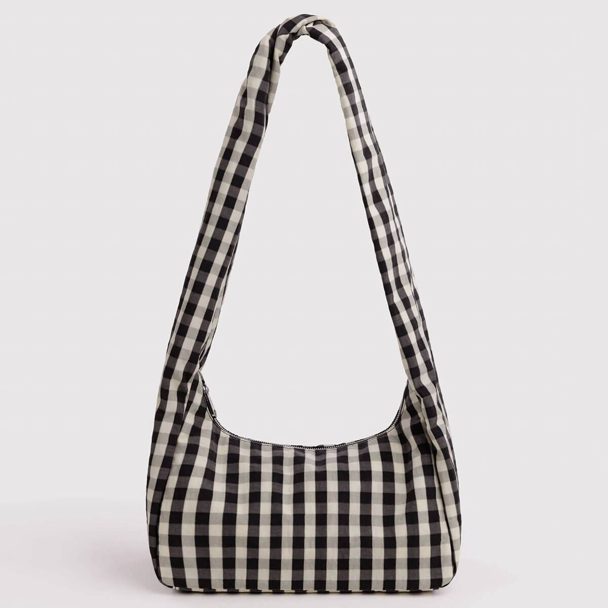 Nylon Meringue Bag in Black And Cream Gingham by Baggu