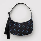 Small Nylon Crescent Bag in Black And Sky Blue Micro Dot by Baggu