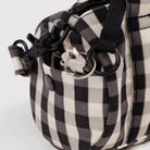 Small Nylon Duffle Bag in Black And Cream Gingham by Baggu