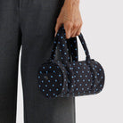 Small Nylon Duffle Bag in Black And Sky Blue Micro Dot by Baggu